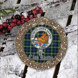 Baillie Celtic Circle Plaid Ornament Gift. Christmas Tree Ornament Baillie Clan Tartan Ornament Great Christmas Ornaments Gift