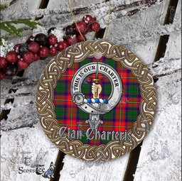 Charteris Celtic Circle Plaid Ornament Gift. Christmas Tree Ornament Charteris Clan Tartan Ornament Great Christmas Ornaments Gift