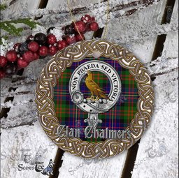 Chalmers Celtic Circle Plaid Ornament Gift. Christmas Tree Ornament Chalmers Clan Tartan Ornament Great Christmas Ornaments Gift