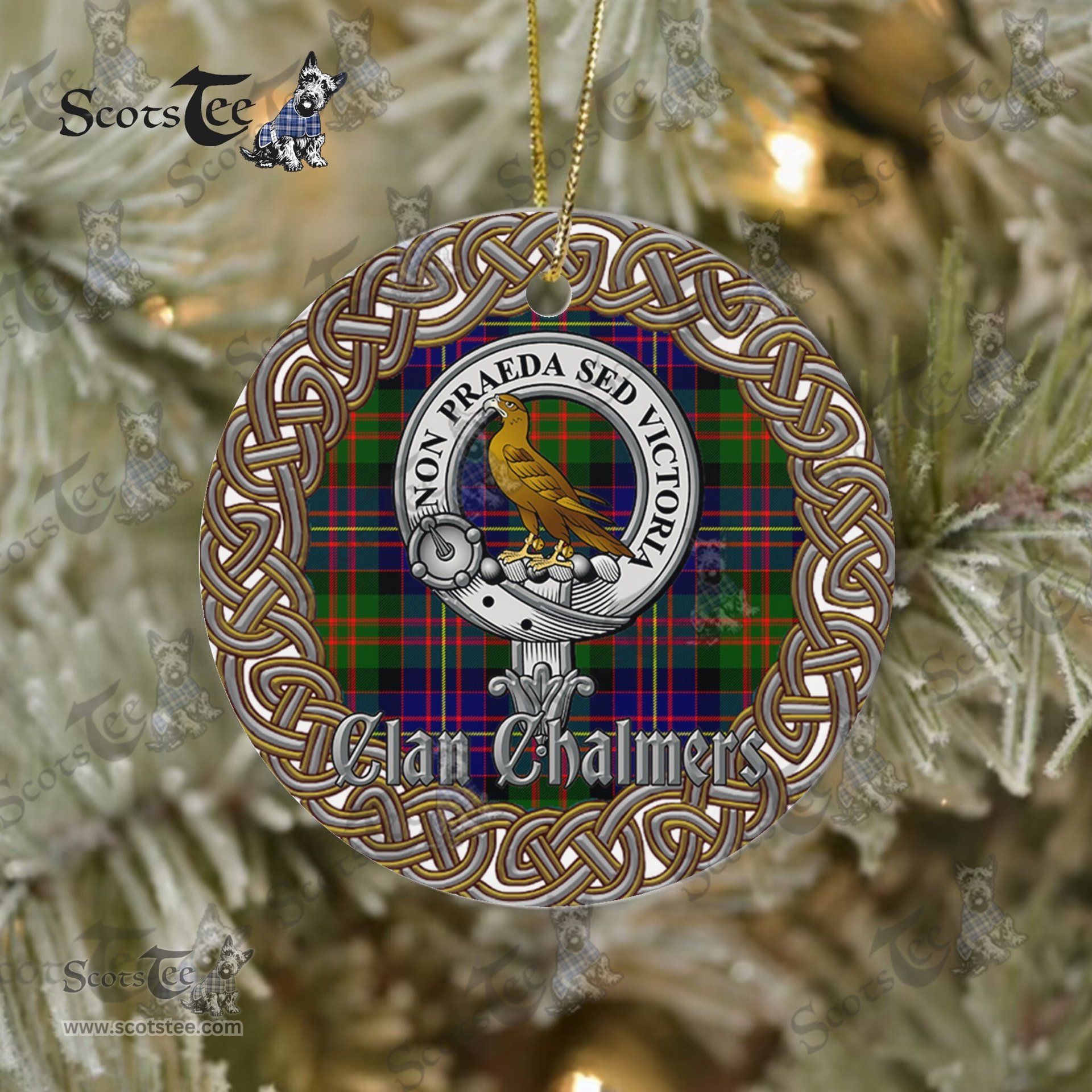 Chalmers Celtic Circle Plaid Ornament Gift. Christmas Tree Ornament Chalmers Clan Tartan Ornament Great Christmas Ornaments Gift