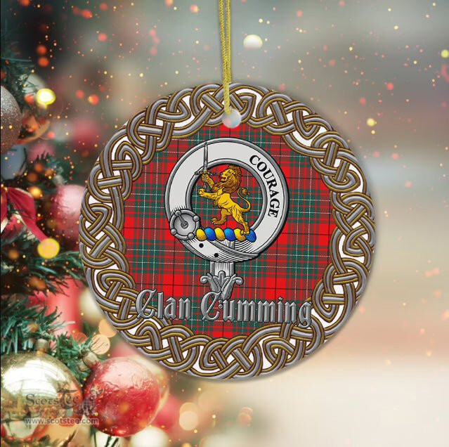 Cumming Celtic Circle Plaid Ornament Gift. Christmas Tree Ornament Cumming Clan Tartan Ornament Great Christmas Ornaments Gift