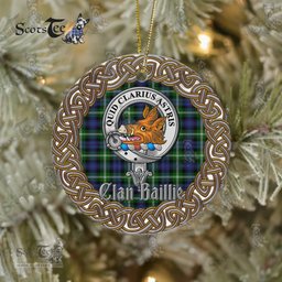 Baillie Celtic Circle Plaid Ornament Gift. Christmas Tree Ornament Baillie Clan Tartan Ornament Great Christmas Ornaments Gift
