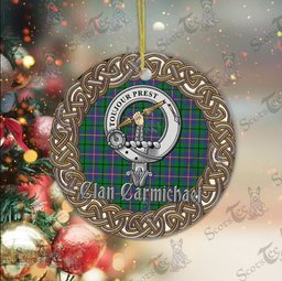 Carmichael Celtic Circle Plaid Ornament Gift. Christmas Tree Ornament Carmichael Clan Tartan Ornament Great Calder Ornaments Gift