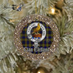 Clelland Celtic Circle Plaid Ornament Gift. Christmas Tree Ornament Cleland Clan Tartan Ornament Great Clelland Ornaments Gift