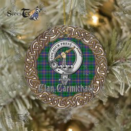 Carmichael Celtic Circle Plaid Ornament Gift. Christmas Tree Ornament Carmichael Clan Tartan Ornament Great Calder Ornaments Gift