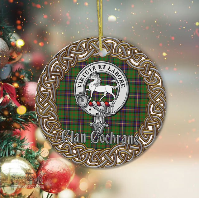 Cochrane Celtic Circle Plaid Ornament Gift. Christmas Tree Ornament Cochrane Clan Tartan Ornament Great Christmas Ornaments Gift