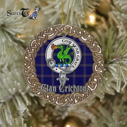 Crichton Celtic Circle Plaid Ornament Gift. Christmas Tree Ornament Crichton Clan Tartan Ornament Great Christmas Ornaments Gift