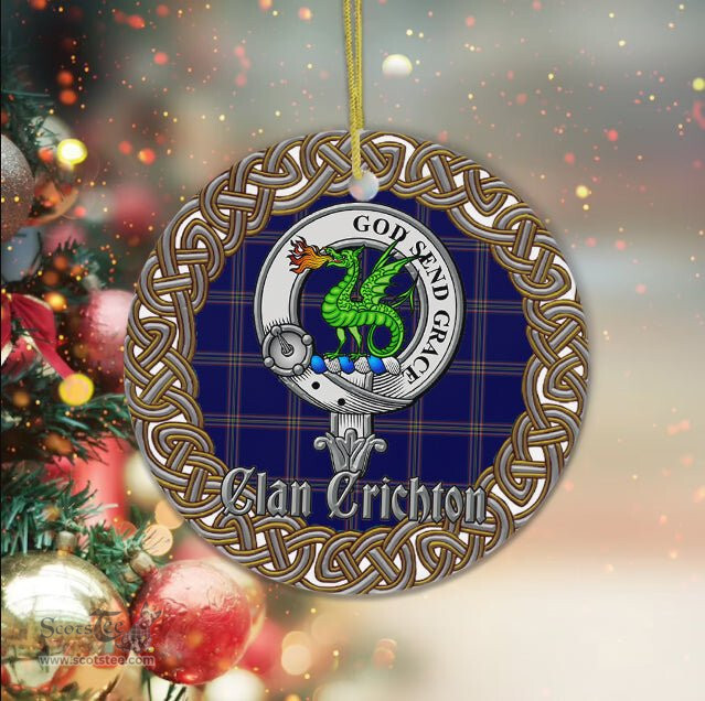 Crichton Celtic Circle Plaid Ornament Gift. Christmas Tree Ornament Crichton Clan Tartan Ornament Great Christmas Ornaments Gift