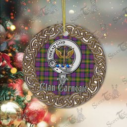 Carnegie Celtic Circle Plaid Ornament Gift. Christmas Tree Ornament Carnegie Clan Tartan Ornament Great Calder Ornaments Gift