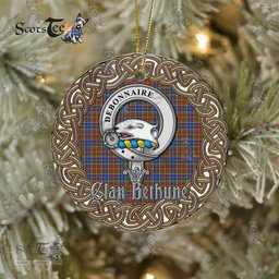 Bethune Celtic Circle Plaid Ornament Gift. Christmas Tree Ornament Bethune Clan Tartan Ornament Great Christmas Ornaments Gift