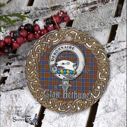 Bethune Celtic Circle Plaid Ornament Gift. Christmas Tree Ornament Bethune Clan Tartan Ornament Great Christmas Ornaments Gift