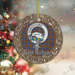Bethune Celtic Circle Plaid Ornament Gift. Christmas Tree Ornament Bethune Clan Tartan Ornament Great Christmas Ornaments Gift