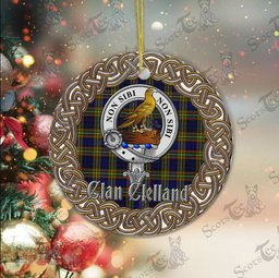 Clelland Celtic Circle Plaid Ornament Gift. Christmas Tree Ornament Cleland Clan Tartan Ornament Great Clelland Ornaments Gift