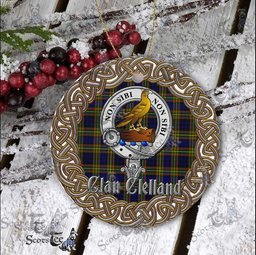 Clelland Celtic Circle Plaid Ornament Gift. Christmas Tree Ornament Cleland Clan Tartan Ornament Great Clelland Ornaments Gift