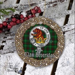 Beveridge Celtic Circle Plaid Ornament Gift. Christmas Tree Ornament Beveridge Clan Tartan Ornament Great Christmas Ornaments Gift