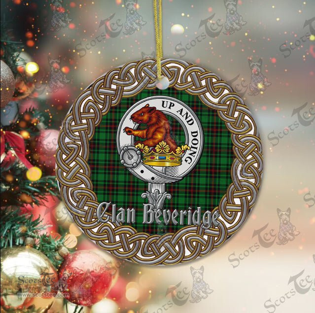 Beveridge Celtic Circle Plaid Ornament Gift. Christmas Tree Ornament Beveridge Clan Tartan Ornament Great Christmas Ornaments Gift