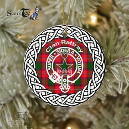 Rattray Clan Tartan Crest Badge Plaid Ornament Gift. Christmas Tree Ornament Tartan Ornament Great Christmas Ornaments Gift