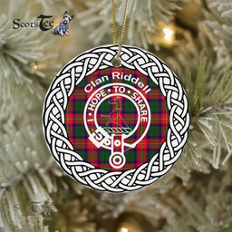 Riddell Clan Tartan Crest Badge Plaid Ornament Gift. Christmas Tree Ornament Tartan Ornament Great Christmas Ornaments Gift