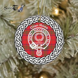Ross Clan Tartan Crest Badge Plaid Ornament Gift. Christmas Tree Ornament Tartan Ornament Great Christmas Ornaments Gift