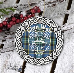 Weir Clan Tartan Crest Badge Plaid Ornament Gift. Christmas Tree Ornament Tartan Ornament Great Christmas Ornaments Gift