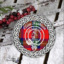 Ruthven Clan Tartan Crest Badge Plaid Ornament Gift. Christmas Tree Ornament Tartan Ornament Great Christmas Ornaments Gift