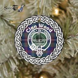 Wood Clan Tartan Crest Badge Plaid Ornament Gift. Christmas Tree Ornament Tartan Ornament Great Christmas Ornaments Gift