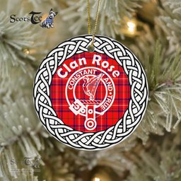 Rose Clan Tartan Crest Badge Plaid Ornament Gift. Christmas Tree Ornament Tartan Ornament Great Christmas Ornaments Gift