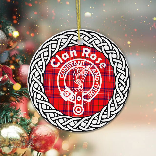 Rose Clan Tartan Crest Badge Plaid Ornament Gift. Christmas Tree Ornament Tartan Ornament Great Christmas Ornaments Gift