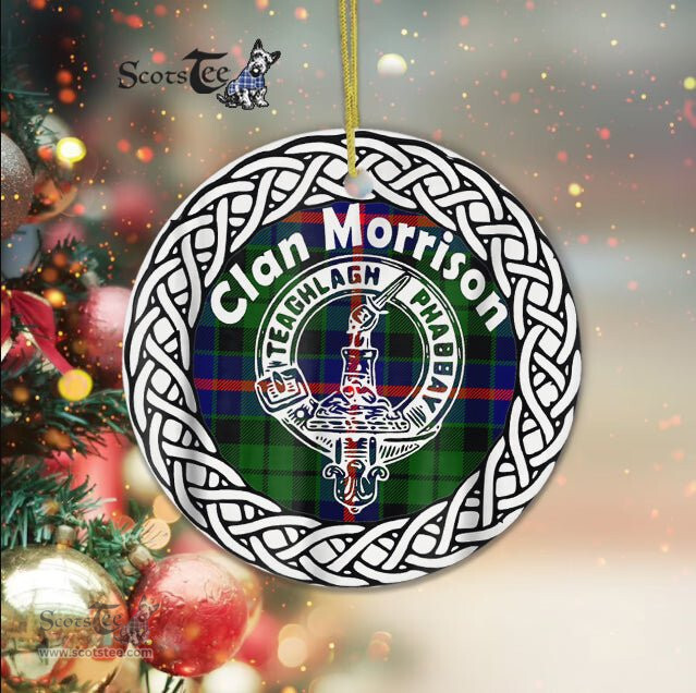 Morrison Morden Clan Tartan Crest Badge Plaid Ornament Gift. Christmas Tree Ornament Tartan Ornament Great Christmas Ornaments Gift
