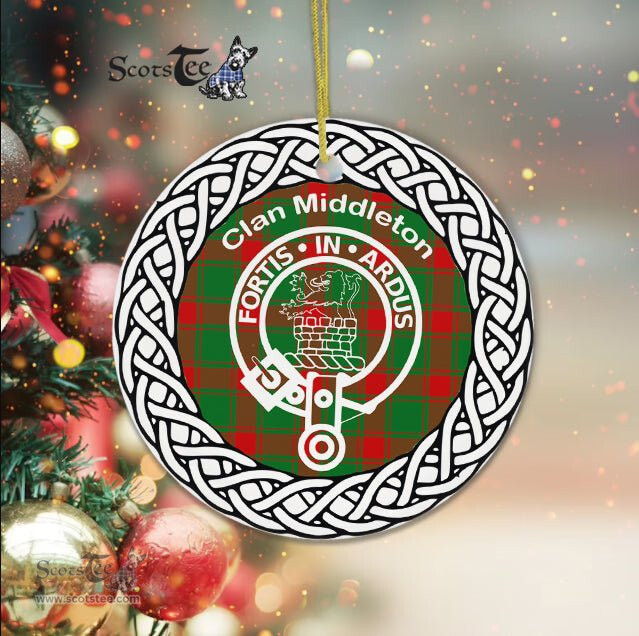 Middleton Clan Tartan Crest Badge Plaid Ornament Gift. Christmas Tree Ornament Tartan Ornament Great Christmas Ornaments Gift