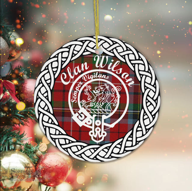 Wilson Clan Tartan Crest Badge Plaid Ornament Gift. Christmas Tree Ornament Tartan Ornament Great Christmas Ornaments Gift