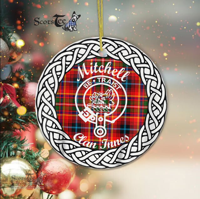 Mitchell Clan Tartan Crest Badge Plaid Ornament Gift. Christmas Tree Ornament Tartan Ornament Great Christmas Ornaments Gift