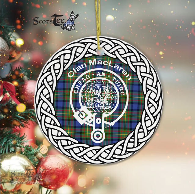 MacLaren Clan Tartan Crest Badge Plaid Ornament Gift. Christmas Tree Ornament Tartan Ornament Great Christmas Ornaments Gift