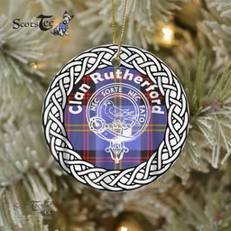 Rutherford Clan Tartan Crest Badge Plaid Ornament Gift. Christmas Tree Ornament Tartan Ornament Great Christmas Ornaments Gift