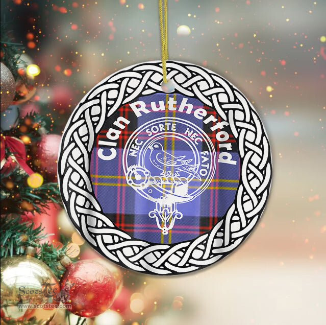 Rutherford Clan Tartan Crest Badge Plaid Ornament Gift. Christmas Tree Ornament Tartan Ornament Great Christmas Ornaments Gift