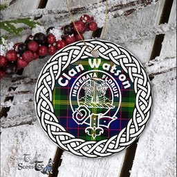 Watson Clan Tartan Crest Badge Plaid Ornament Gift. Christmas Tree Ornament Tartan Ornament Great Christmas Ornaments Gift