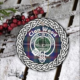 Wood Clan Tartan Crest Badge Plaid Ornament Gift. Christmas Tree Ornament Tartan Ornament Great Christmas Ornaments Gift