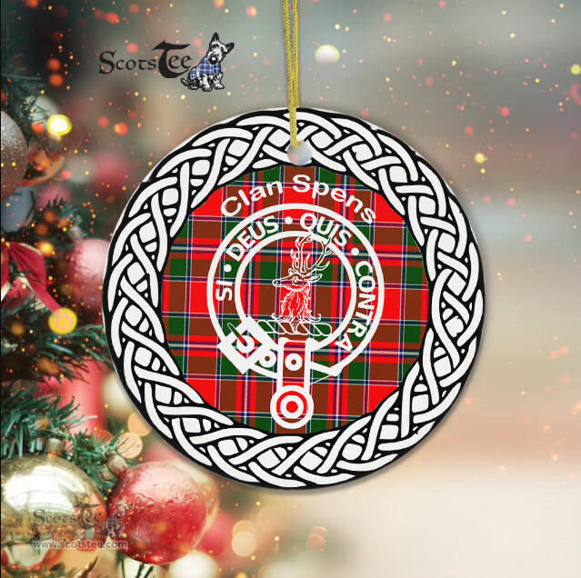 Spens Clan Tartan Crest Badge Plaid Ornament Gift. Christmas Tree Ornament Tartan Ornament Great Christmas Ornaments Gift