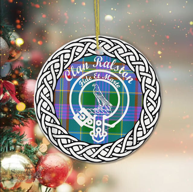 Ralston Clan Tartan Crest Badge Plaid Ornament Gift. Christmas Tree Ornament Tartan Ornament Great Christmas Ornaments Gift