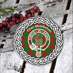 Middleton Clan Tartan Crest Badge Plaid Ornament Gift. Christmas Tree Ornament Tartan Ornament Great Christmas Ornaments Gift
