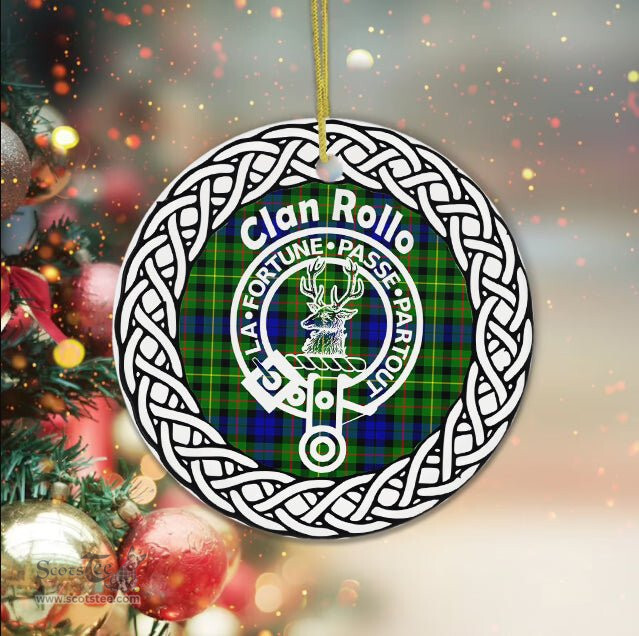 Rollo Clan Tartan Crest Badge Plaid Ornament Gift. Christmas Tree Ornament Tartan Ornament Great Christmas Ornaments Gift
