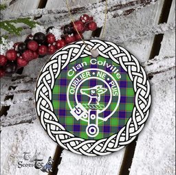 Colville Clan Tartan Crest Badge Plaid Ornament Gift. Christmas Tree Ornament Colville Clan Tartan Ornament Great Christmas Ornaments Gift
