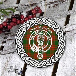 Menzies Clan Tartan Crest Badge Plaid Ornament Gift. Christmas Tree Ornament Tartan Ornament Great Christmas Ornaments Gift