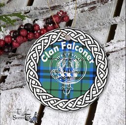 Falconer Clan Tartan Crest Badge Plaid Ornament Gift. Christmas Tree Ornament Tartan Ornament Great Christmas Ornaments Gift