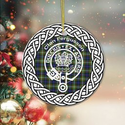 Fergusson Clan Tartan Crest Badge Plaid Ornament Gift. Christmas Tree Ornament Tartan Ornament Great Christmas Ornaments Gift
