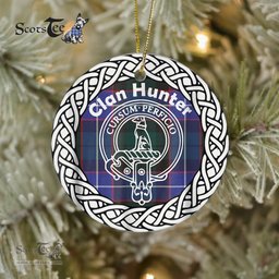 Hunter Clan Tartan Crest Badge Plaid Ornament Gift. Christmas Tree Ornament Tartan Ornament Great Christmas Ornaments Gift