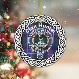 Hunter Clan Tartan Crest Badge Plaid Ornament Gift. Christmas Tree Ornament Tartan Ornament Great Christmas Ornaments Gift