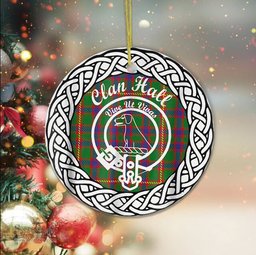 Hall Clan Tartan Crest Badge Plaid Ornament Gift. Christmas Tree Ornament Tartan Ornament Great Christmas Ornaments Gift