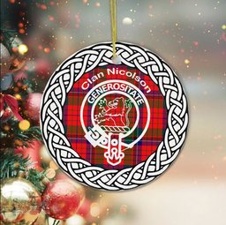 Nicolson Clan Tartan Crest Badge Plaid Ornament Gift. Christmas Tree Ornament Tartan Ornament Great Christmas Ornaments Gift