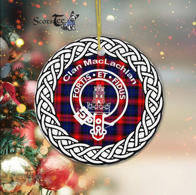 MacLachlan Clan Tartan Crest Badge Plaid Ornament Gift. Christmas Tree Ornament Tartan Ornament Great Christmas Ornaments Gift
